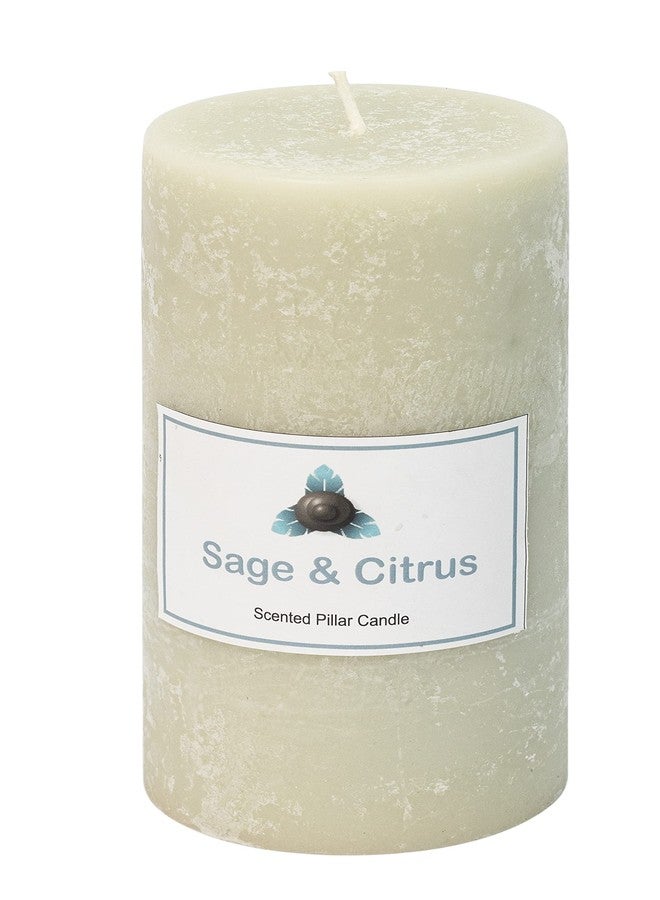 Stone & Feather Sage & Citrus Aromatic Paraffin Wax Rustic Big Pillar Candle, Size-3x6 inches, Suitable for Diwali, Aromatherapy, Home Decoration, Party Decoration. - Image 2